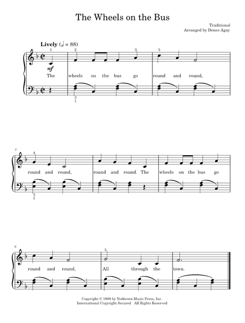 The wheels on the bus (Easy Piano)