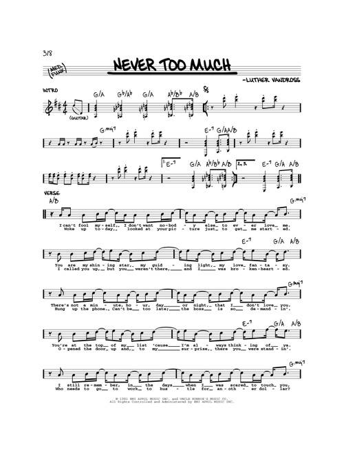 Never Too Much - Luther Vandross (Real Book - Melody-Chords)