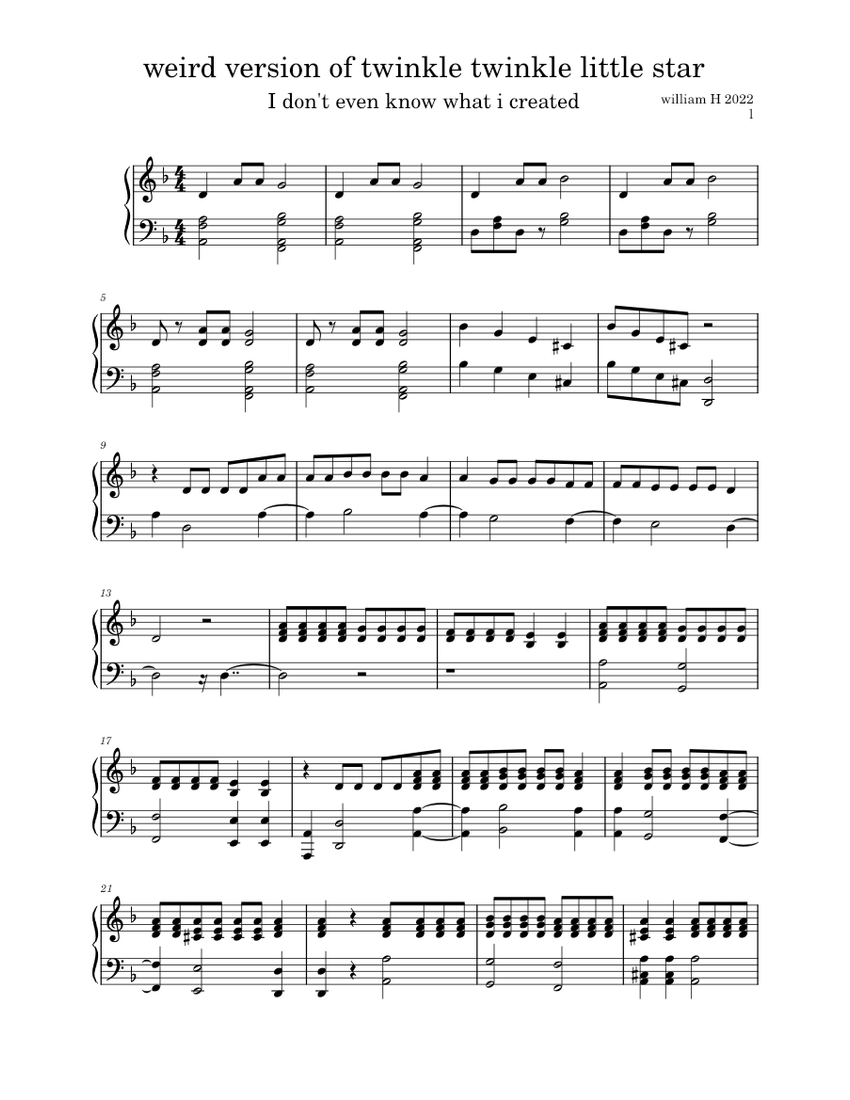 Twinkle twinkle little star wolfgang amadeus mozart weird version of