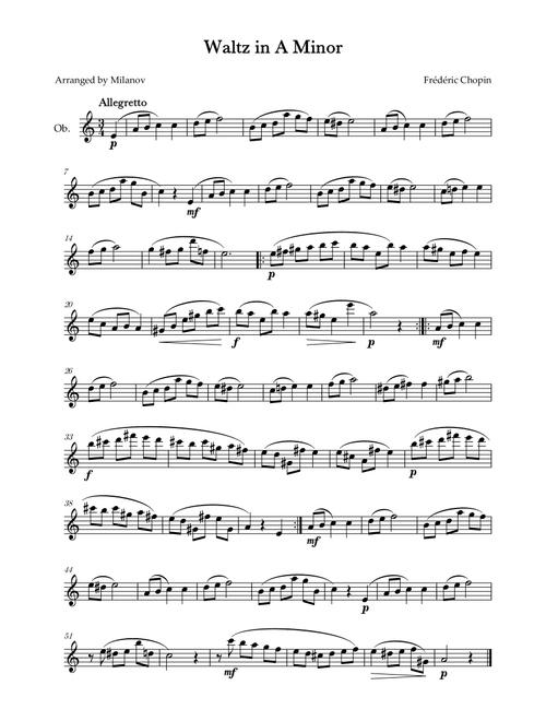 Waltz in A Minor | B. 150, Op. Posth. | Chopin | Oboe (Arr. Milanov) - Frédéric Chopin (Oboe Solo)
