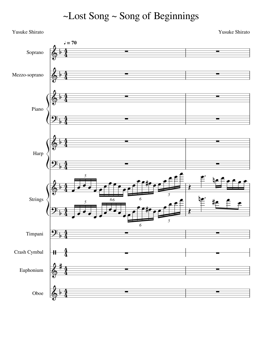 Lost Song~ Song of Beginnings Sheet Music for Piano, Soprano