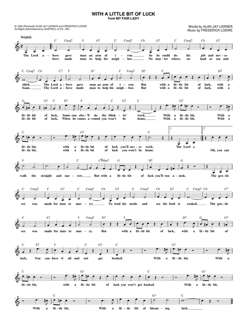 With A Little Bit Of Luck - Frederick Loewe, Alan Jay Lerner (Lead Sheet - Fake Book)