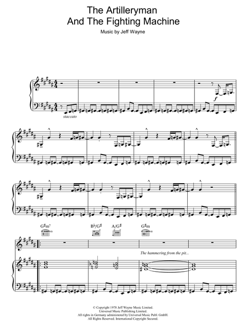 The Artilleryman And The Fighting Machine (from War Of The Worlds) - Jeff Wayne (Piano-Vocal-Guitar (Piano Accompaniment))