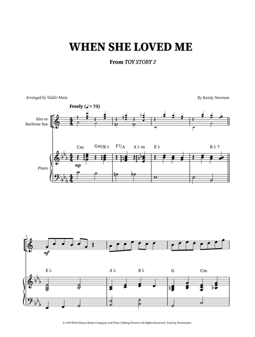 When She Loved Me (Arr. Valdir Maia) - Sarah McLachlan (Alto Sax and Piano)