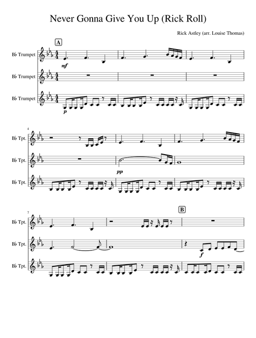 Never Gonna Give You Up (Rick Roll) - Trumpet Trio