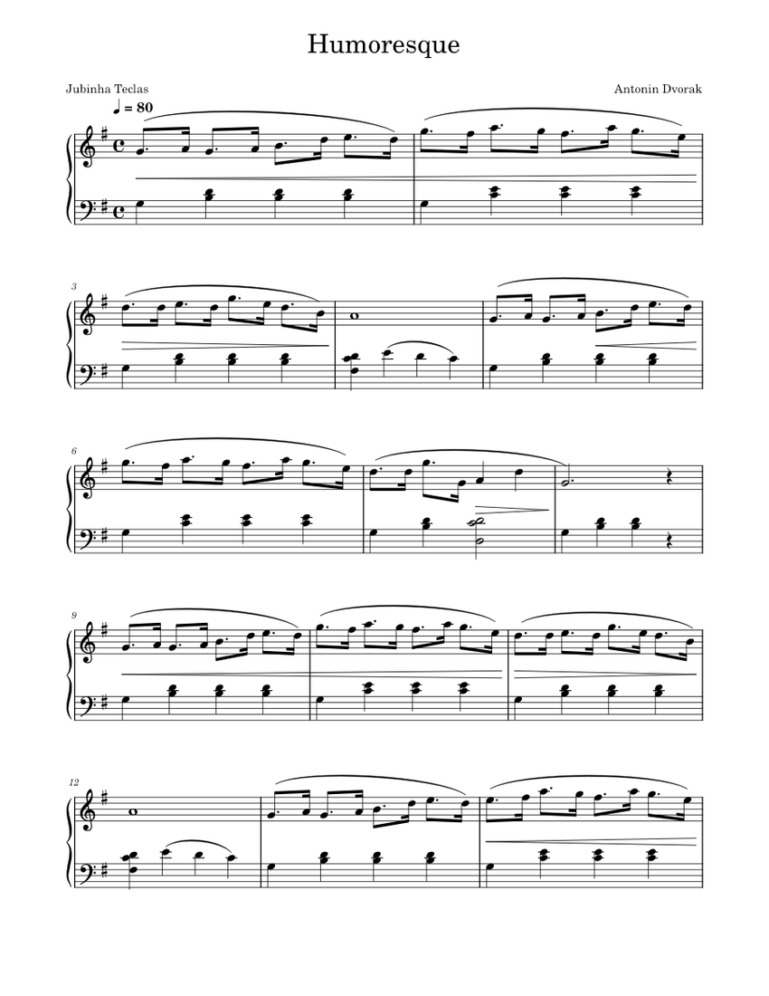 8 Humoresques, Op.101 – Antonín Dvořák Sheet music for Piano (Solo ...
