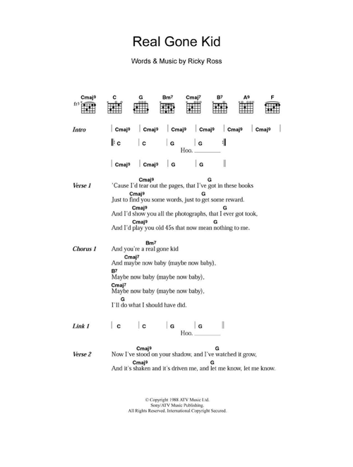 Real Gone Kid - Deacon Blue (Guitar Chords-Lyrics)