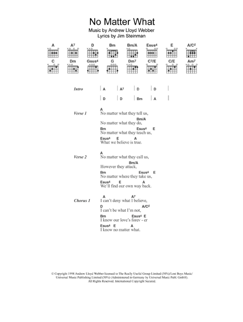 No Matter What (from Whistle Down The Wind) - Boyzone (Guitar Chords-Lyrics)