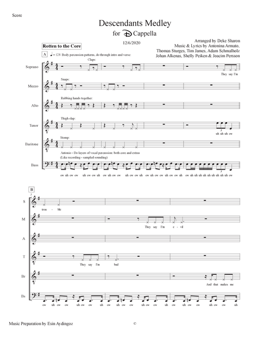 Medley: Rotten To The Core with What's My Name and Good To Be Bad (Arr. Deke Sharon) - Dave Cameron Cameron Boyce Booboo Stewart Sofia Carson (Choral, SATB divisi)