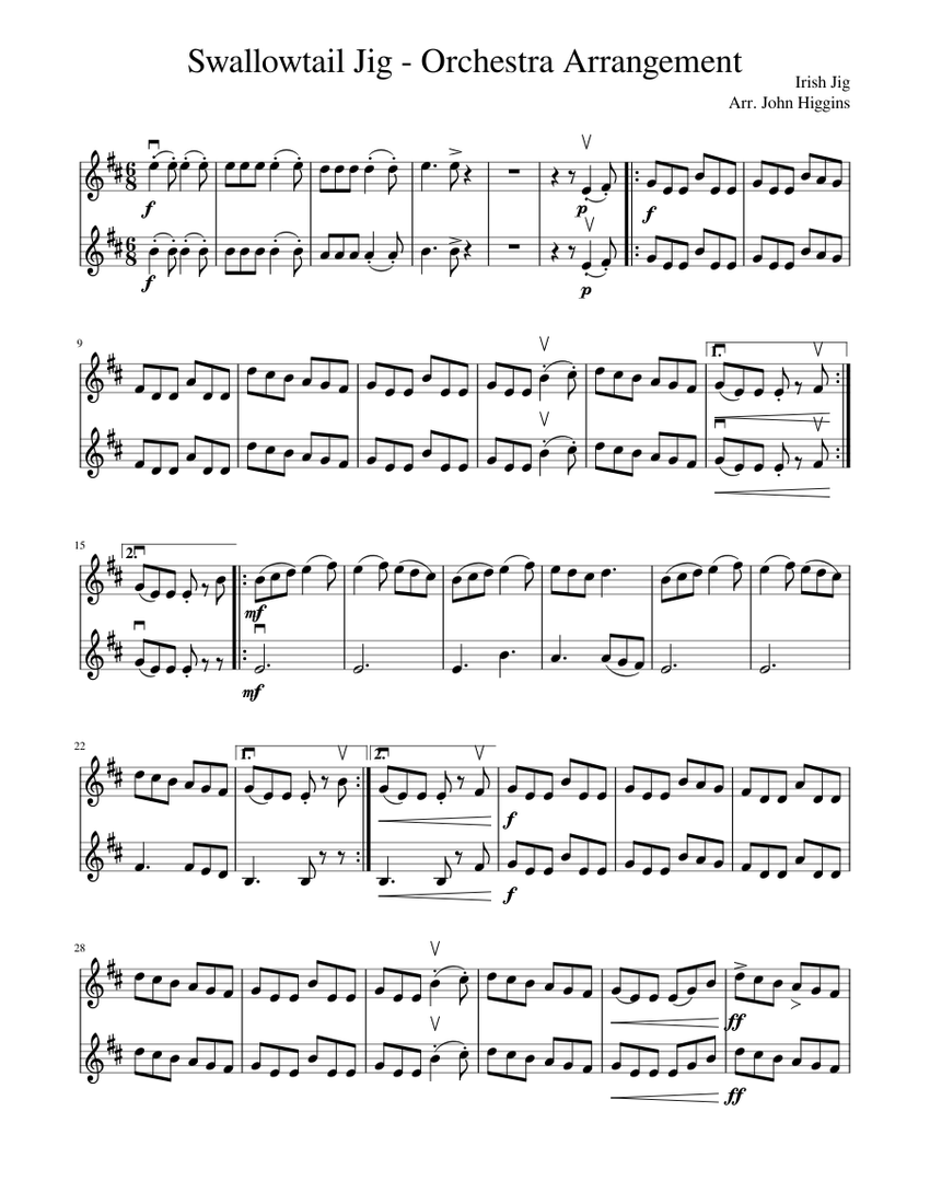 Swallowtail Jig Orchestra Arrangement Sheet music for Violin (String