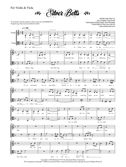 Silver Bells (Arr. Julia Yeon-Joo Oh) - Plumb (Instrumental Duet)