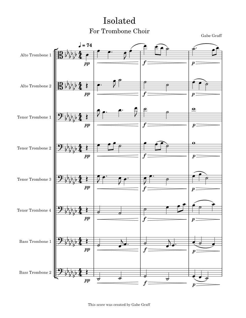 Isolated Trombone Choir Sheet music for Trombone, Trombone bass