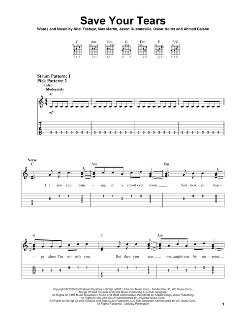 Save Your Tears - The Weeknd (Easy Guitar with TAB)