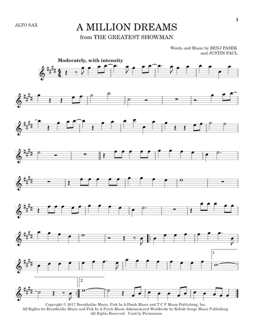 A Million Dreams (from The Greatest Showman) - Benj Pasek, Justin Paul (Alto Sax Solo)