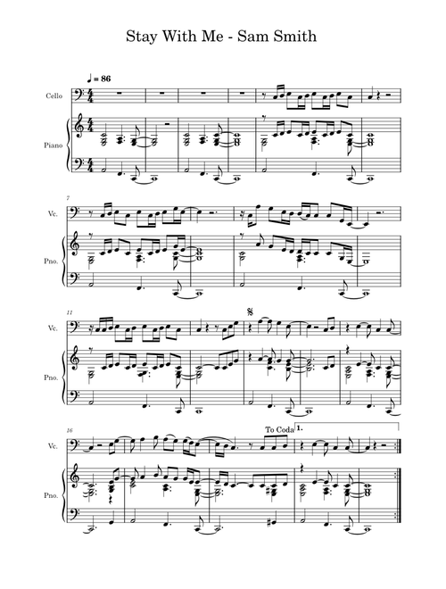 Stay With Me - Sam Smith Cello