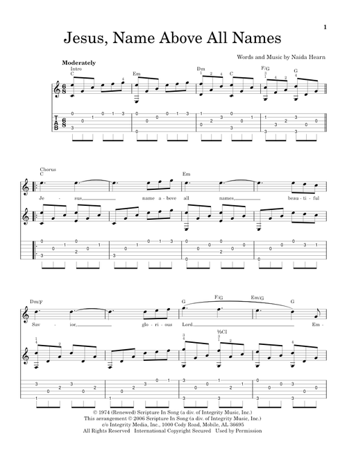 Jesus, Name Above All Names - Naida Hearn (Solo Guitar)