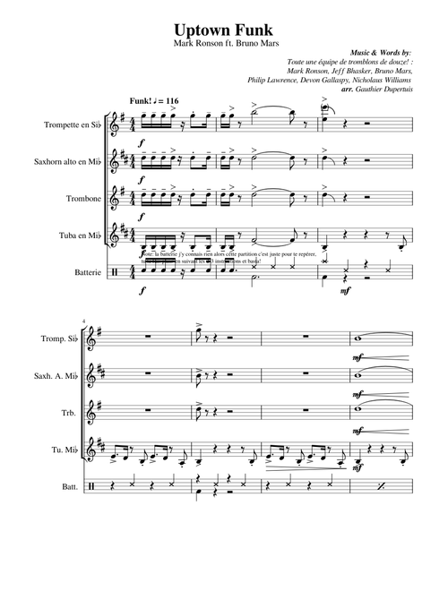 Uptown Funk (Sax/Brass Quartet)