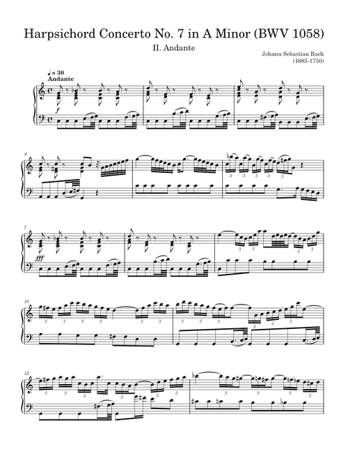 Harpsichord Concerto No.7 in A minor, BWV 1058 – Johann Sebastian Bach
