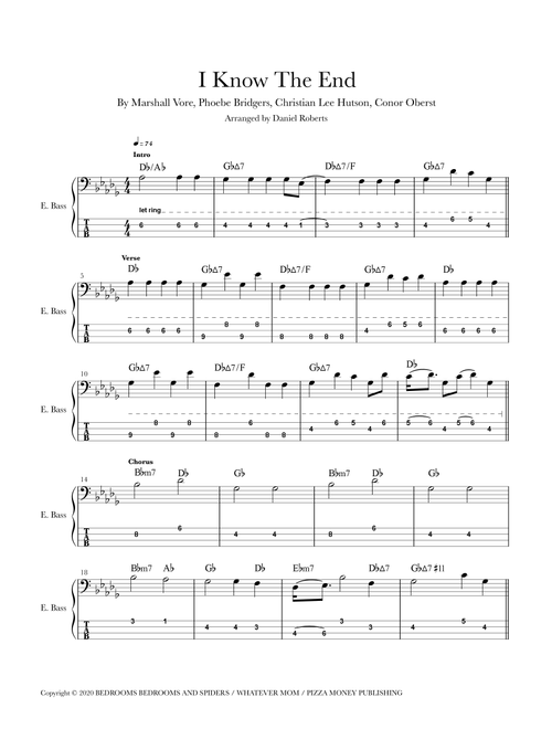 I Know The End (Arr. Daniel Roberts) - Phoebe Bridgers (Bass Tab)