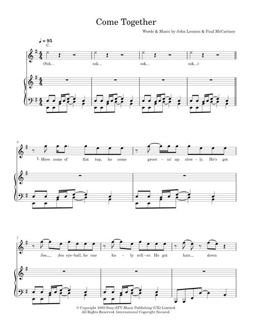 Come Together - Michael Jackson, The Beatles (Piano-Vocal-Guitar (Piano Accompaniment))