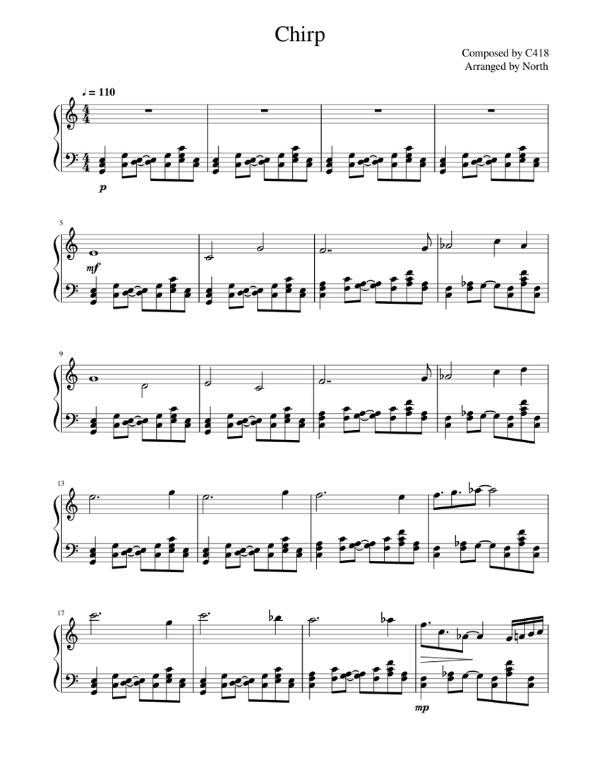 C418 Chirp For Piano Piano Tutorial
