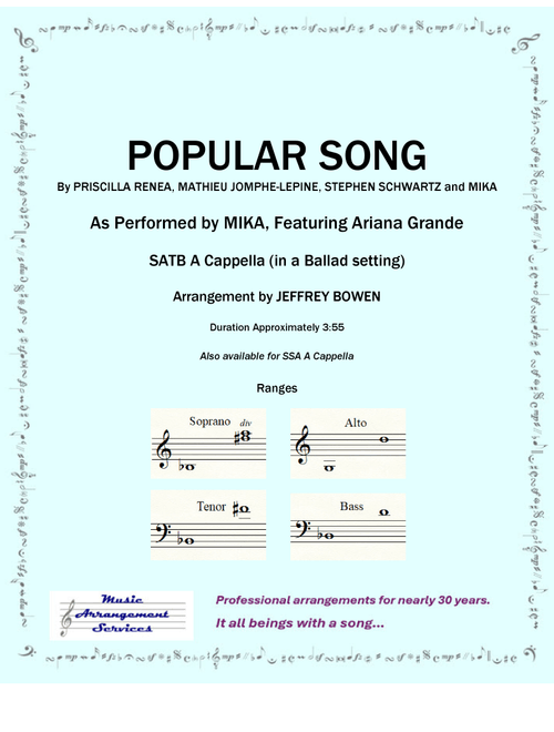 Popular Song (Arr. Jeffrey Bowen) - Mika (Choral, SATB divisi)
