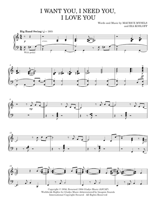 I want you i need you i love you - Elvis Presley (Piano Solo)
