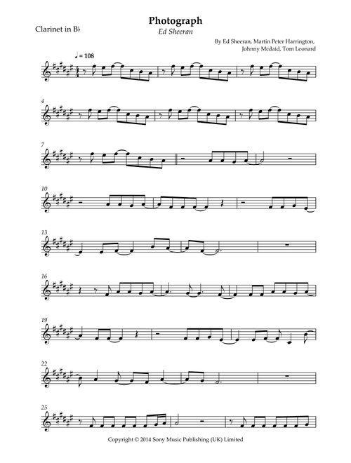 Photograph (Arr. Wesley S. SIlva) - Ed Sheeran (Clarinet Solo)