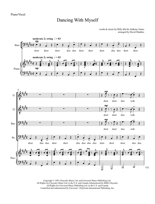 Dancing With Myself (Arr. David Maddux) - Billy Idol (Choral, TTBB)