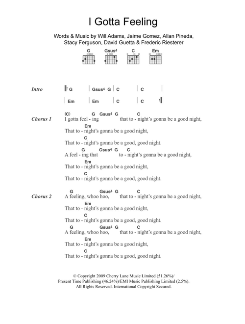 I Gotta Feeling - The Black Eyed Peas (Guitar Chords-Lyrics)