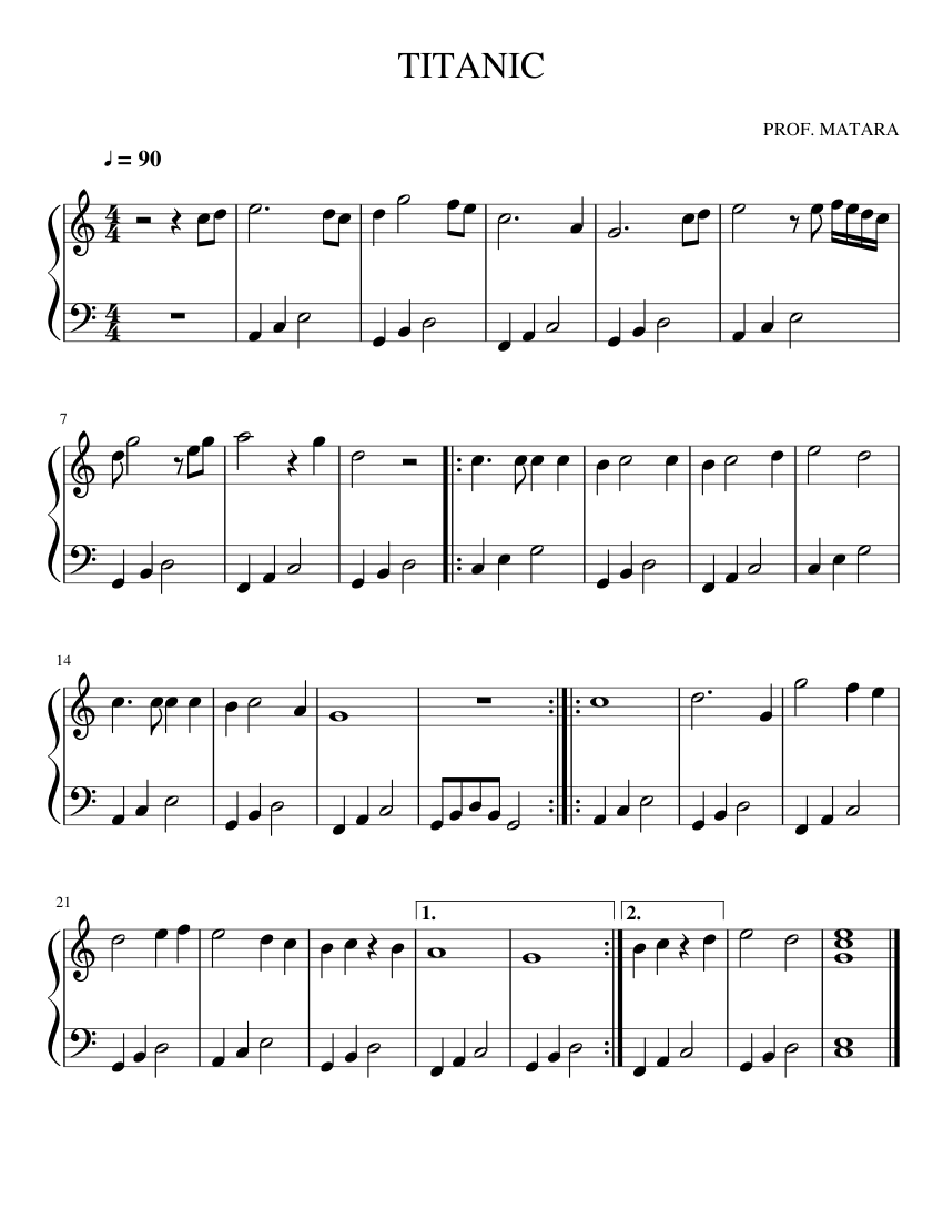 PARTITURA DE TITANIC - PIANO - piano tutorial