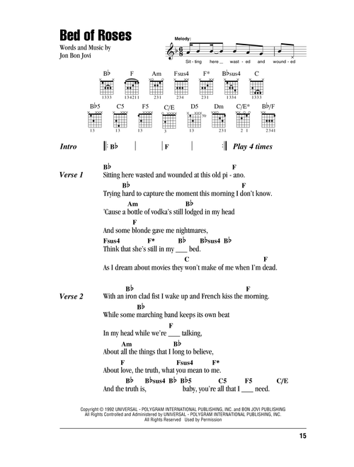 Bed Of Roses - Bon Jovi (Guitar Chords-Lyrics)