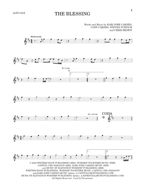 The Blessing - Kari Jobe Cody Carnes & Elevation Worship (Alto Sax Solo)