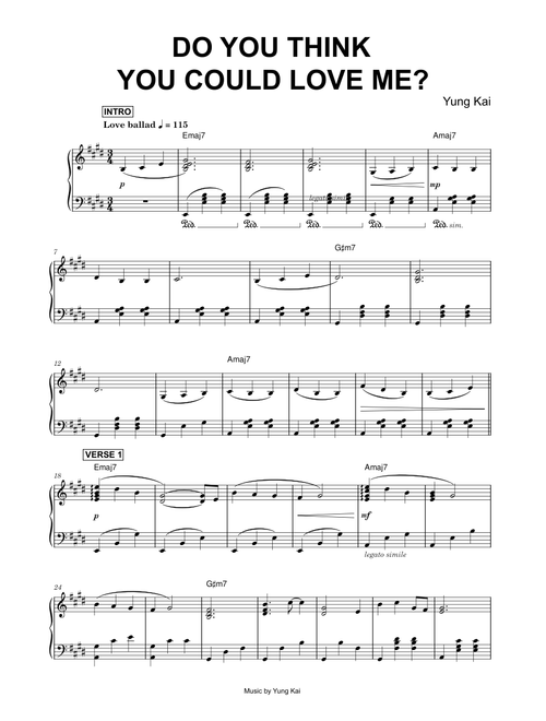Do you think you could love me? - yung kai (Piano Solo)