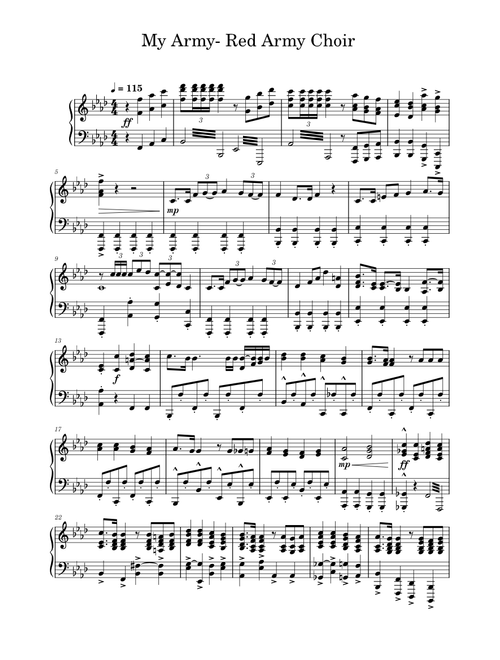 My Army- Red Army Choir Piano Sheet Music