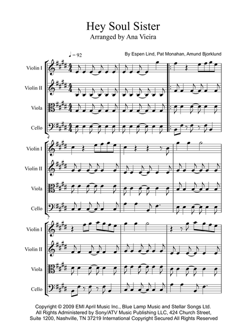 Hey, Soul Sister (Arr. Ana Vieira) - Train (String Quartet)