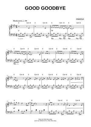 Good Goodbye – 화사 (HWASA) Sheet Music for Piano (Solo