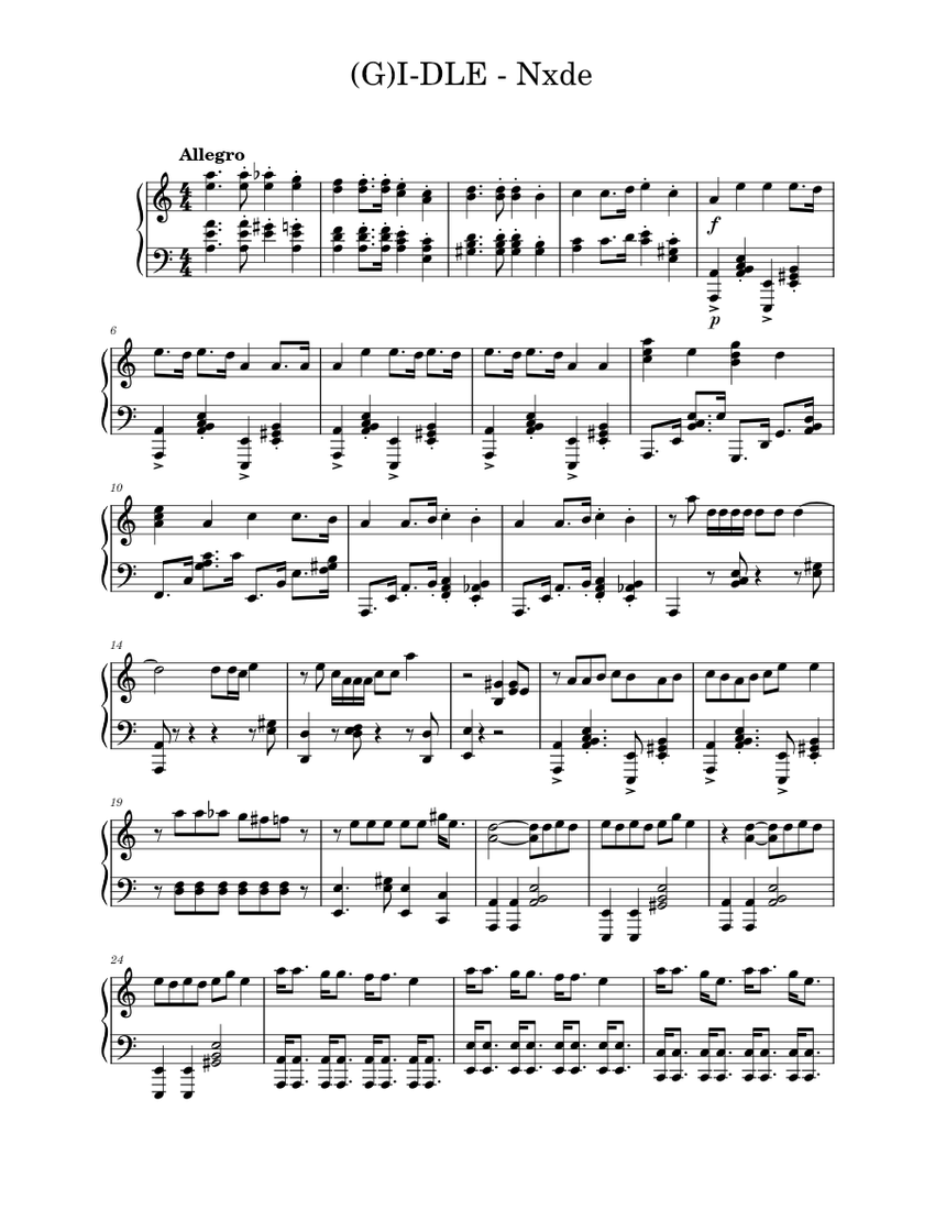 G IDLE Nxde Sheet music for Piano (Solo)