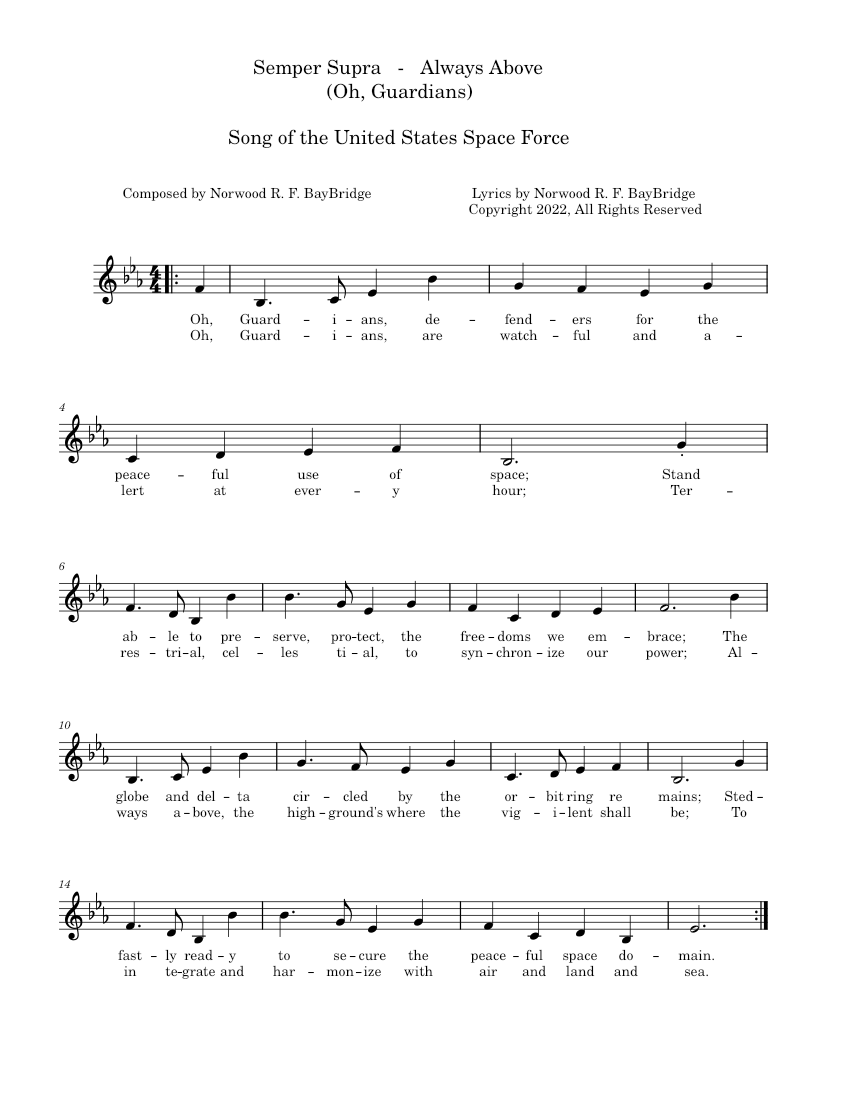 Semper Supra Always Above with lyrics by Norwood BayBridge copyright