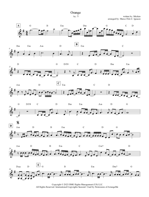 Orange 7!! (Arr. Marco Polo Ignacio) (Lead Sheet - Fake Book)