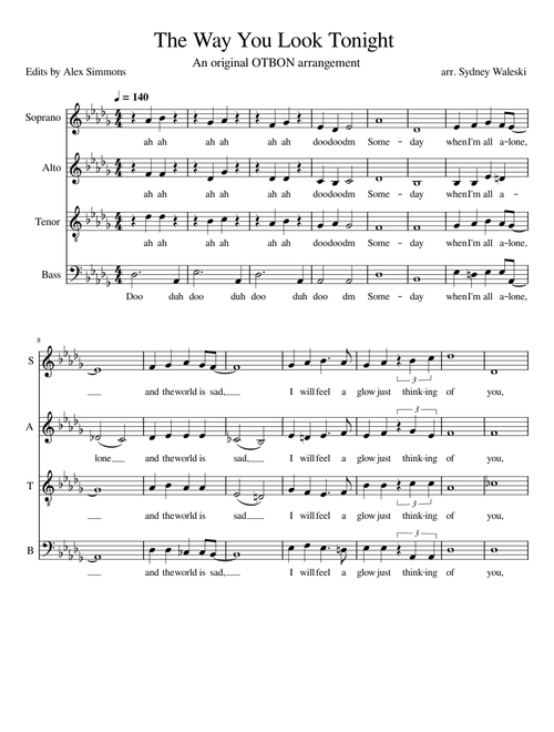 The Way You Look Tonight – Bing Crosby, Frank Sinatra, Jerome Kern, Michael Buble, Rod Stewart SATB