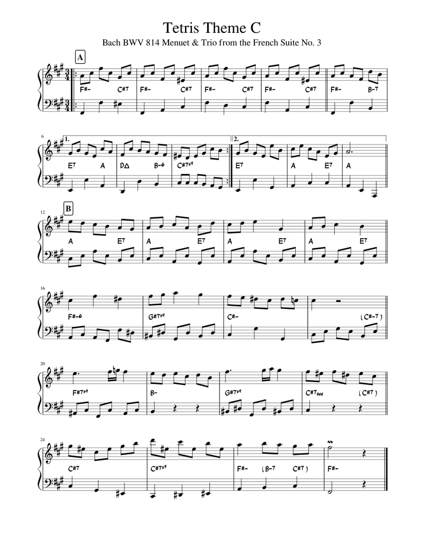 Tetris Theme C Sheet music for Piano (Solo) 