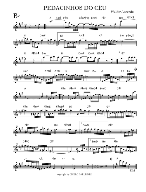 Pedacinhos Do Céu - Brazilian Choro for Sax (Arr. Cicero de Campos Gallinari) (Tenor Sax Solo)