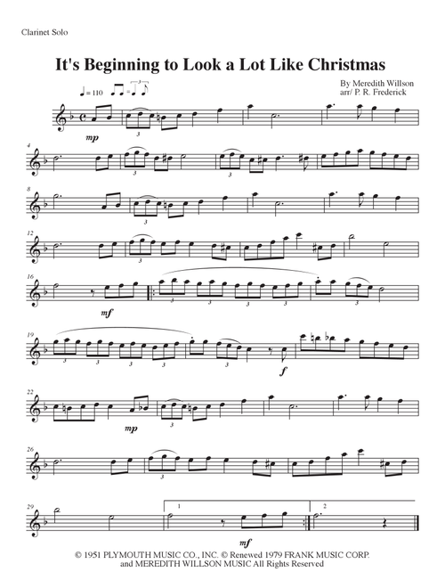 It's Beginning To Look Like Christmas (Arr. P. R. Frederick) - #1 Holiday Carolers (Clarinet Solo)