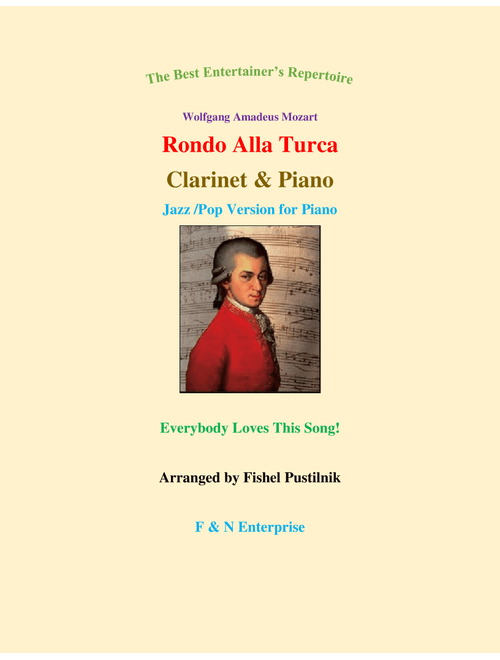 "Rondo Alla Turca"-Piano Background for Clarinet and Piano (Jazz/Pop Version) (Arr. Fishel Pustilnik) - Wolfgang Amadeus Mozart (Clarinet and Piano)