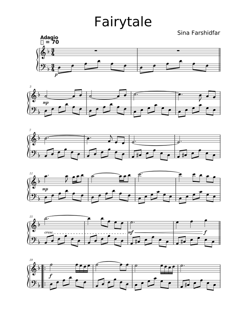 Fairytale Sheet music for Piano (Solo)