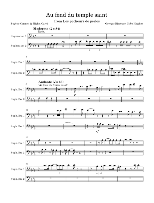 Au fond du temple saint (Euphonium Parts) - Georges Bizet