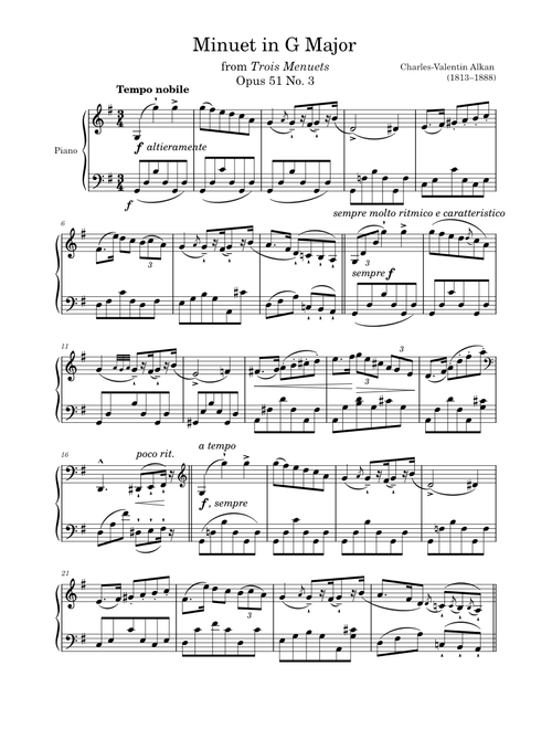 Minuet Opus 51 No. 3 in G Major – Alkan