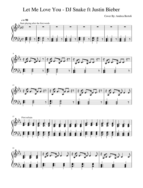 Let Me Love You - DJ Snake ft Justin Bieber (Piano Base Cover)