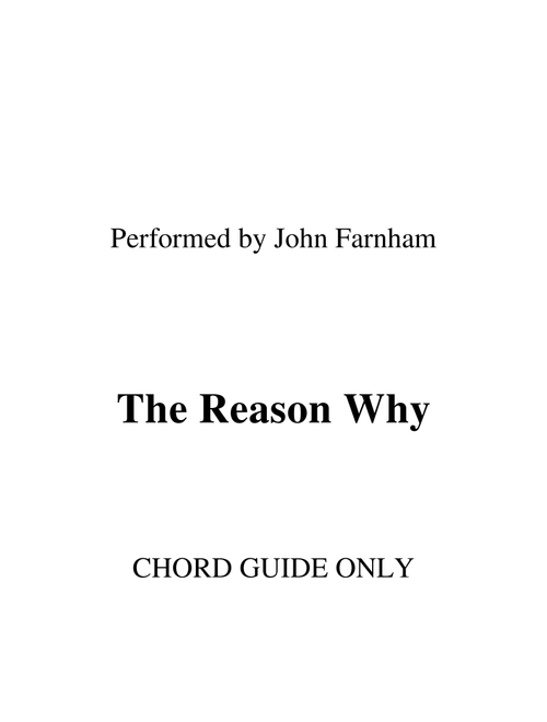 The Reason Why (Arr. RWM) - John Farnham (Lead Sheet - Fake Book)